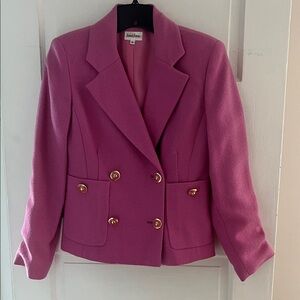 W’s Neiman Marcus Pink Vintage Double-Breasted Wool Blazer, size 4
